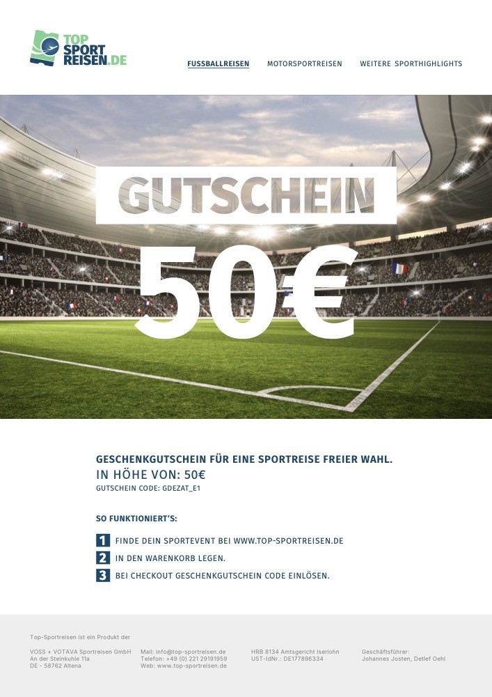 Beispiel eines Geschenkgutscheins über 50 Euro